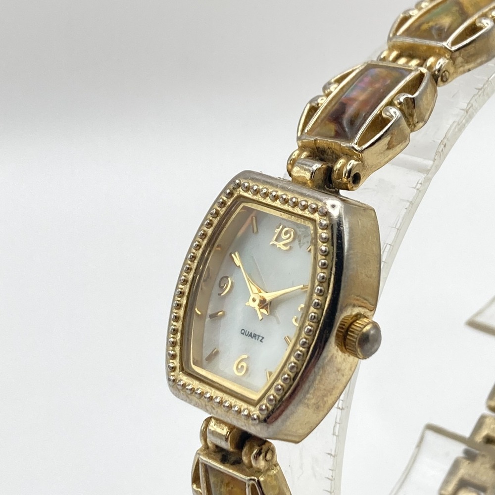 Abalone Women's Watch 19mm Gold Tone MOP Dial w/Extender New Battery 7.25" - Picture 4 of 16